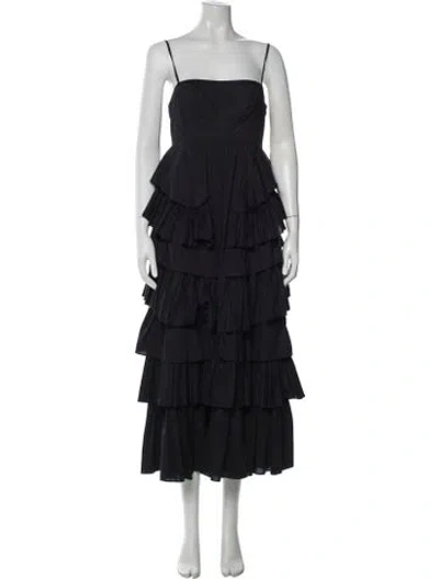 Pre-owned Ulla Johnson Square Neckline Long Dress In Blue