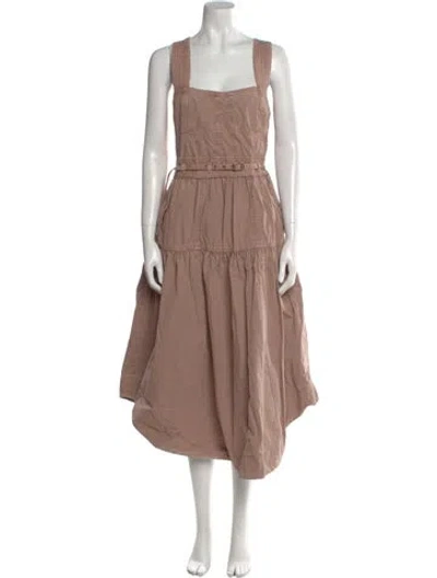 Pre-owned Ulla Johnson Square Neckline Long Dress In Brown