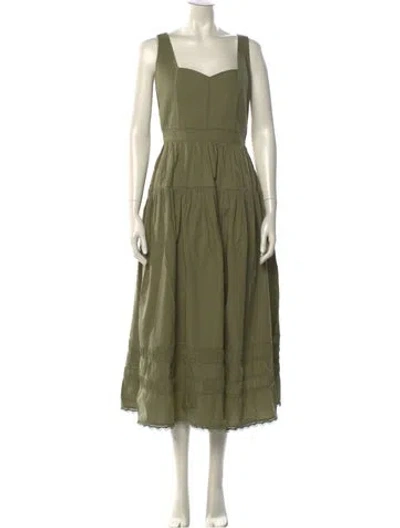 Pre-owned Ulla Johnson Square Neckline Long Dress In Green