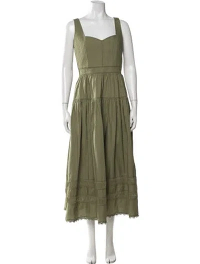 Pre-owned Ulla Johnson Square Neckline Long Dress In Green