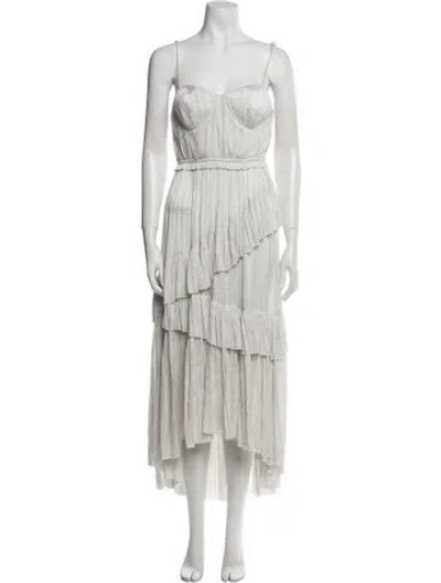 Pre-owned Ulla Johnson Square Neckline Long Dress In Neutral