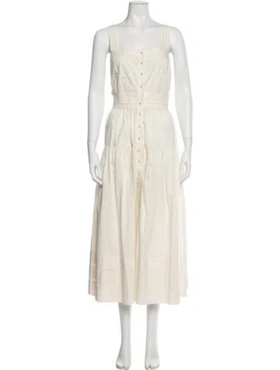 Pre-owned Ulla Johnson Square Neckline Long Dress In Neutral