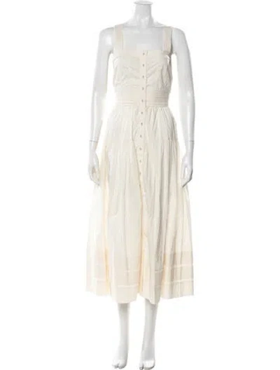 Pre-owned Ulla Johnson Square Neckline Long Dress In Neutral