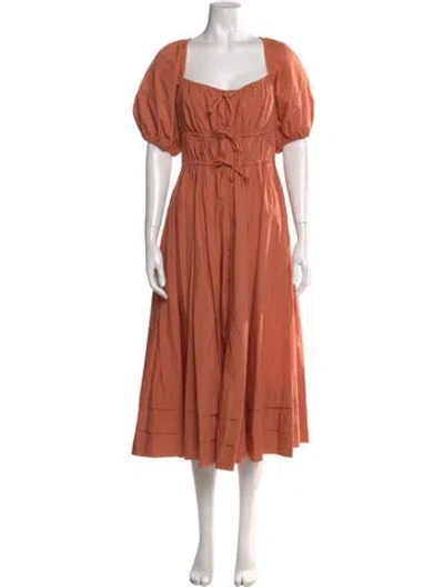 Pre-owned Ulla Johnson Square Neckline Long Dress In Orange