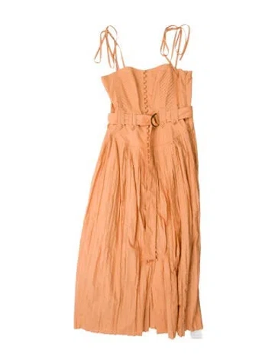 Pre-owned Ulla Johnson Square Neckline Long Dress In Orange