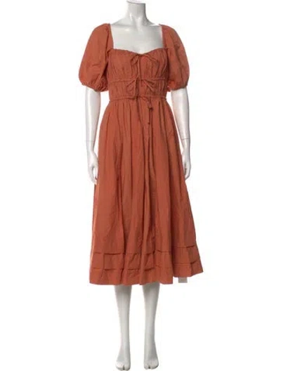 Pre-owned Ulla Johnson Square Neckline Long Dress In Orange