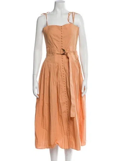 Pre-owned Ulla Johnson Square Neckline Long Dress In Orange