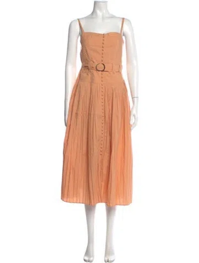 Pre-owned Ulla Johnson Square Neckline Long Dress In Orange
