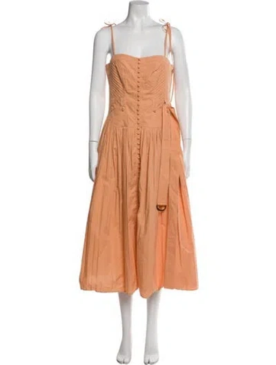 Pre-owned Ulla Johnson Square Neckline Long Dress In Orange