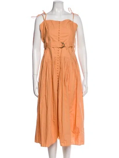 Pre-owned Ulla Johnson Square Neckline Long Dress In Orange