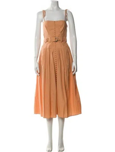 Pre-owned Ulla Johnson Square Neckline Long Dress In Orange