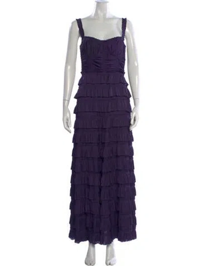 Pre-owned Ulla Johnson Square Neckline Long Dress In Purple