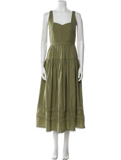 Pre-owned Ulla Johnson Square Neckline Long Dress W/ Tags In Green