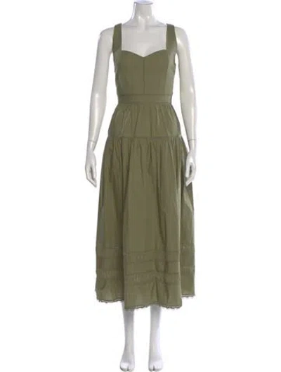 Pre-owned Ulla Johnson Square Neckline Long Dress W/ Tags In Green