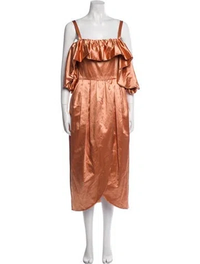 Pre-owned Ulla Johnson Square Neckline Long Dress W/ Tags In Orange