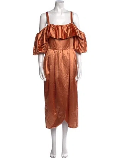 Pre-owned Ulla Johnson Square Neckline Long Dress W/ Tags In Orange