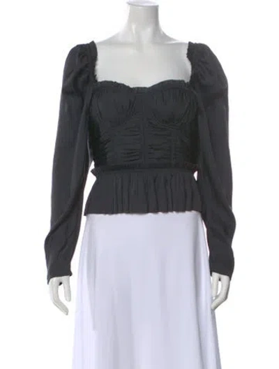 Pre-owned Ulla Johnson Square Neckline Long Sleeve Blouse In Black
