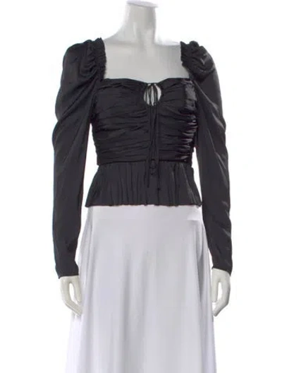 Pre-owned Ulla Johnson Square Neckline Long Sleeve Blouse In Black