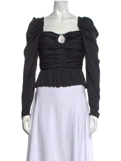 Pre-owned Ulla Johnson Square Neckline Long Sleeve Blouse In Black