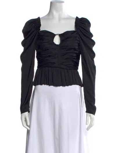 Pre-owned Ulla Johnson Square Neckline Long Sleeve Blouse In Black