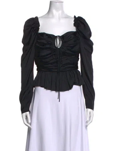 Pre-owned Ulla Johnson Square Neckline Long Sleeve Blouse In Black