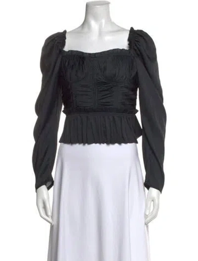 Pre-owned Ulla Johnson Square Neckline Long Sleeve Blouse In Black