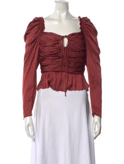 Pre-owned Ulla Johnson Square Neckline Long Sleeve Blouse In Neutral