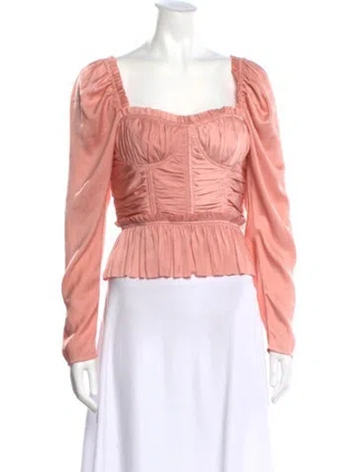 Pre-owned Ulla Johnson Square Neckline Long Sleeve Blouse In Pink