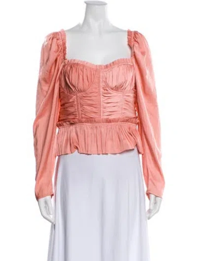 Pre-owned Ulla Johnson Square Neckline Long Sleeve Blouse In Pink