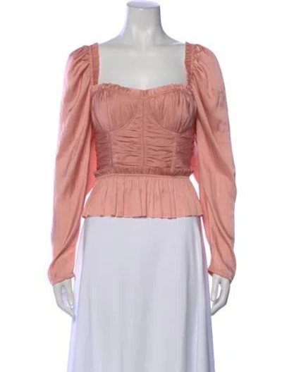 Pre-owned Ulla Johnson Square Neckline Long Sleeve Blouse In Pink