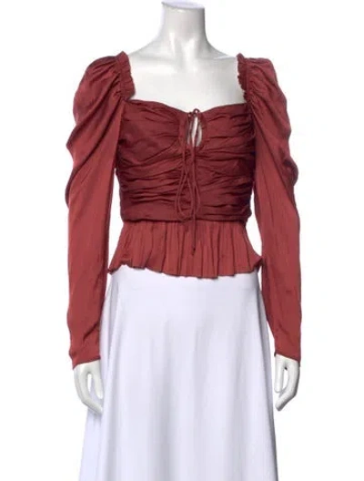 Pre-owned Ulla Johnson Square Neckline Long Sleeve Blouse In Red