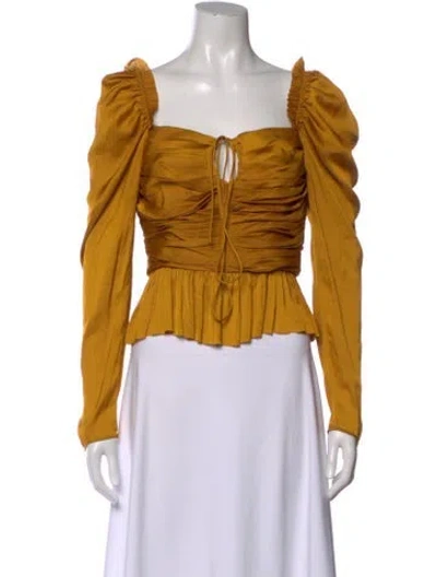 Pre-owned Ulla Johnson Square Neckline Long Sleeve Blouse In Yellow