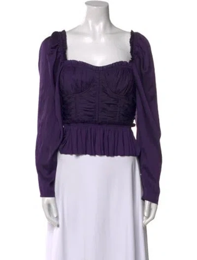 Pre-owned Ulla Johnson Square Neckline Long Sleeve Crop Top In Purple