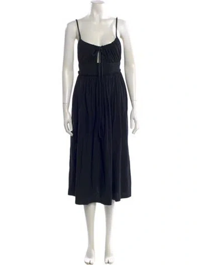 Pre-owned Ulla Johnson Square Neckline Midi Length Dress In Black