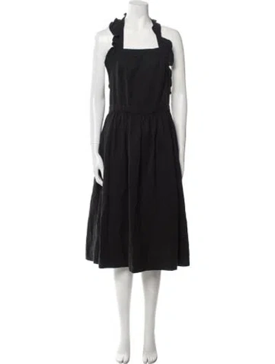 Pre-owned Ulla Johnson Square Neckline Midi Length Dress In Black