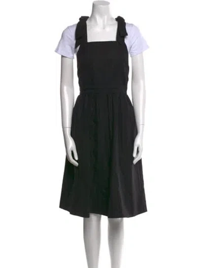 Pre-owned Ulla Johnson Square Neckline Midi Length Dress In Black