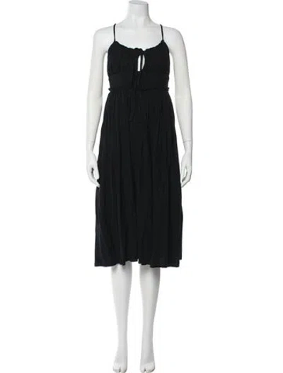 Pre-owned Ulla Johnson Square Neckline Midi Length Dress In Black