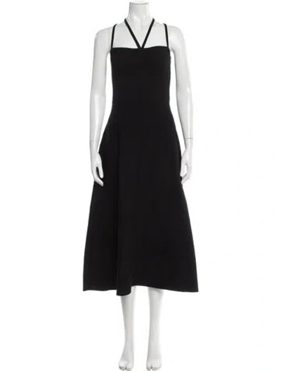 Pre-owned Ulla Johnson Square Neckline Midi Length Dress In Black