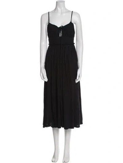 Pre-owned Ulla Johnson Square Neckline Midi Length Dress In Black