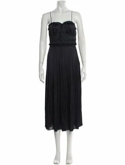 Pre-owned Ulla Johnson Square Neckline Midi Length Dress In Black