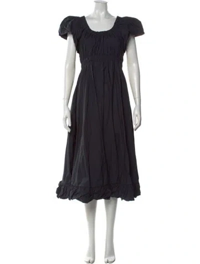 Pre-owned Ulla Johnson Square Neckline Midi Length Dress In Black