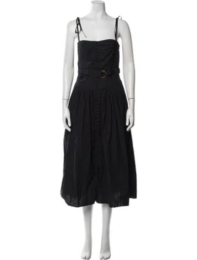 Pre-owned Ulla Johnson Square Neckline Midi Length Dress In Black