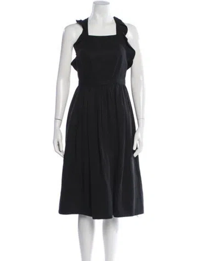 Pre-owned Ulla Johnson Square Neckline Midi Length Dress In Black