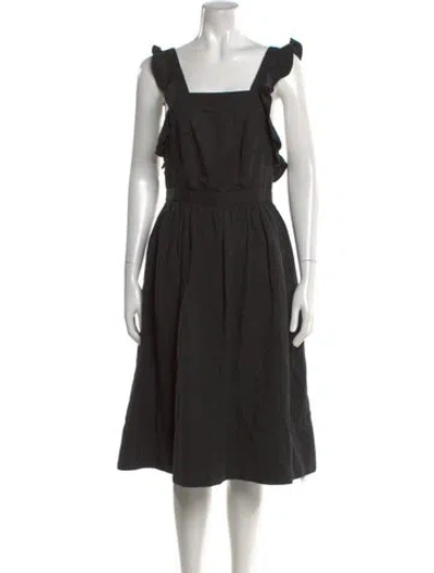Pre-owned Ulla Johnson Square Neckline Midi Length Dress In Black