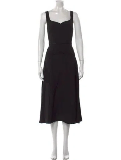 Pre-owned Ulla Johnson Square Neckline Midi Length Dress In Black