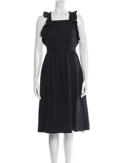Pre-owned Ulla Johnson Square Neckline Midi Length Dress In Black