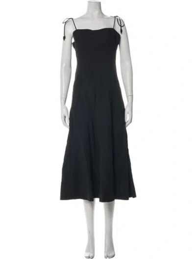 Pre-owned Ulla Johnson Square Neckline Midi Length Dress In Black
