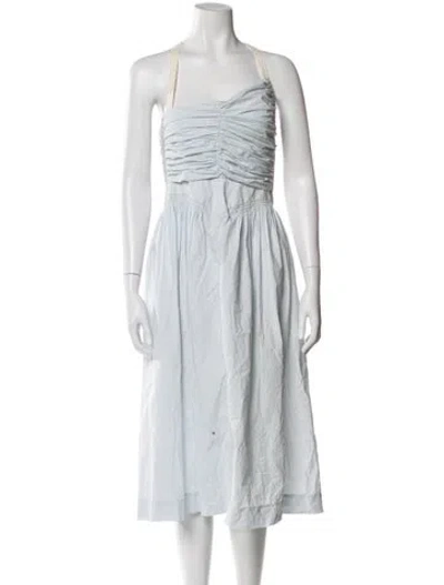 Pre-owned Ulla Johnson Square Neckline Midi Length Dress In Blue