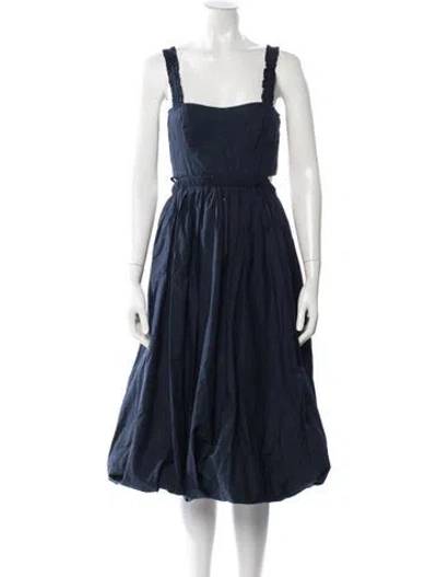 Pre-owned Ulla Johnson Square Neckline Midi Length Dress In Blue