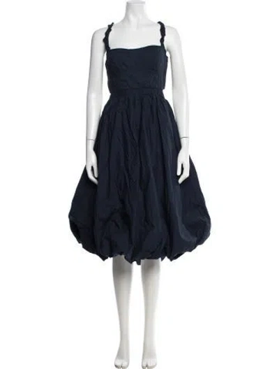 Pre-owned Ulla Johnson Square Neckline Midi Length Dress In Blue